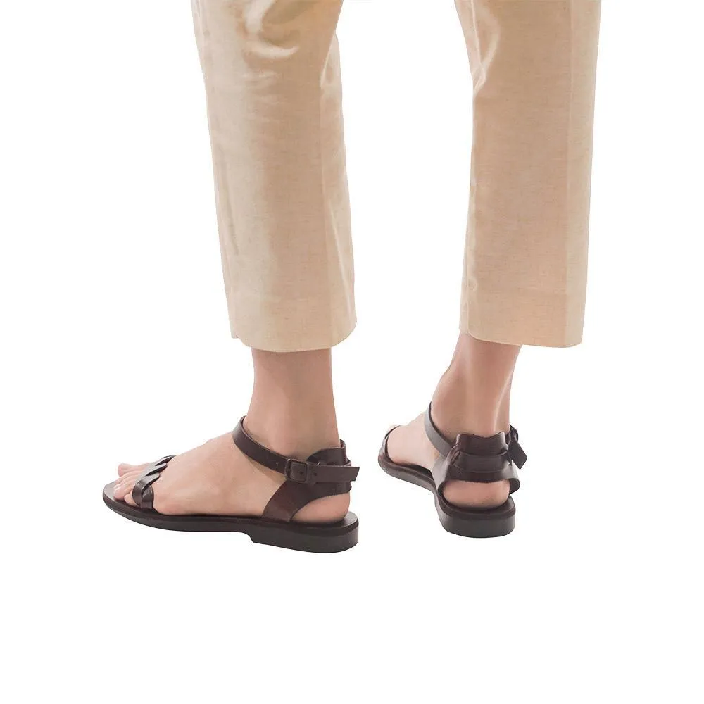 Arden - Leather Ankle Strap Sandal | Brown