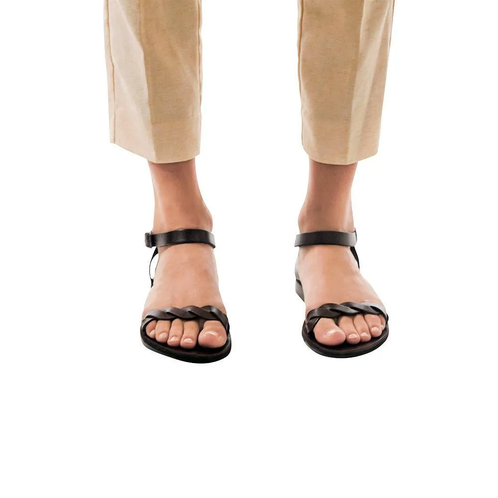 Arden - Leather Ankle Strap Sandal | Brown