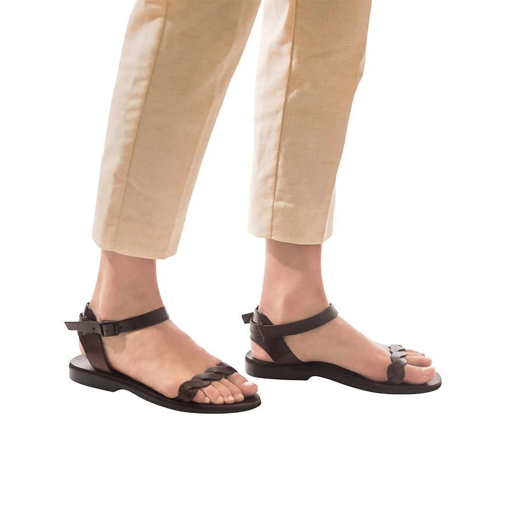 Arden - Leather Ankle Strap Sandal | Brown