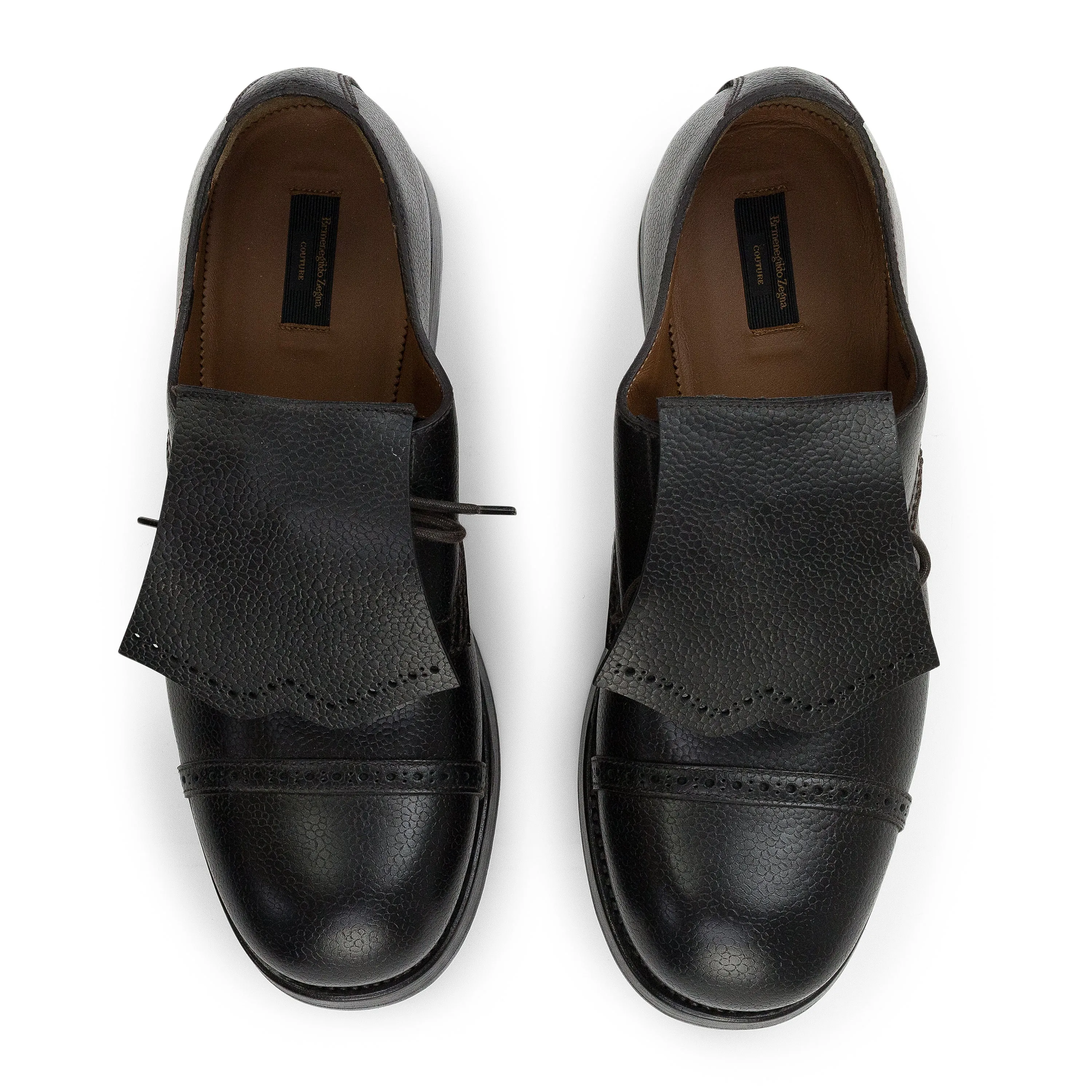 BLACK FLAP OVER LACEUP OXFORDS