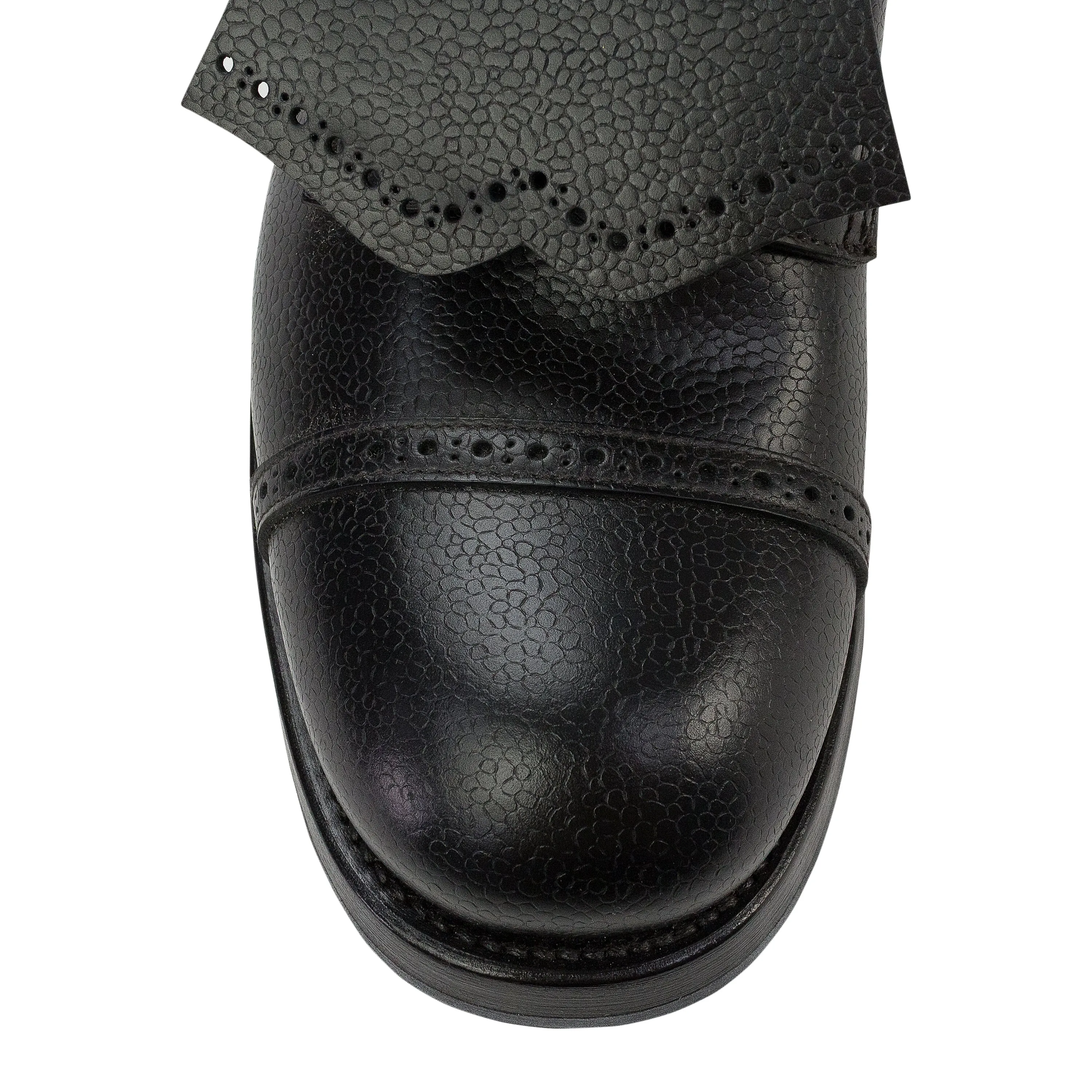 BLACK FLAP OVER LACEUP OXFORDS