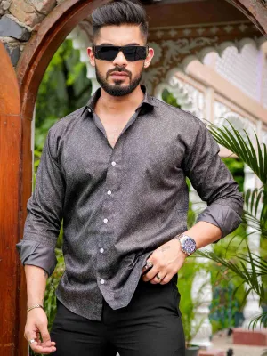 Black Satin Print Premium Shirt
