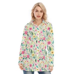 Bohemian Floral Printed Bliss Women's Long Sleeve Shirt