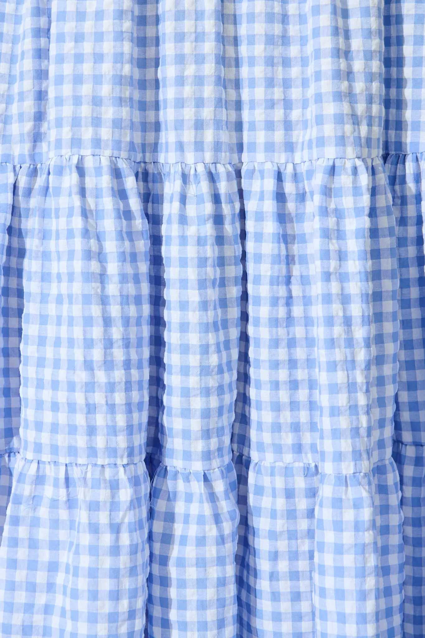 Cornflower Blue Gingham Tiered Dress