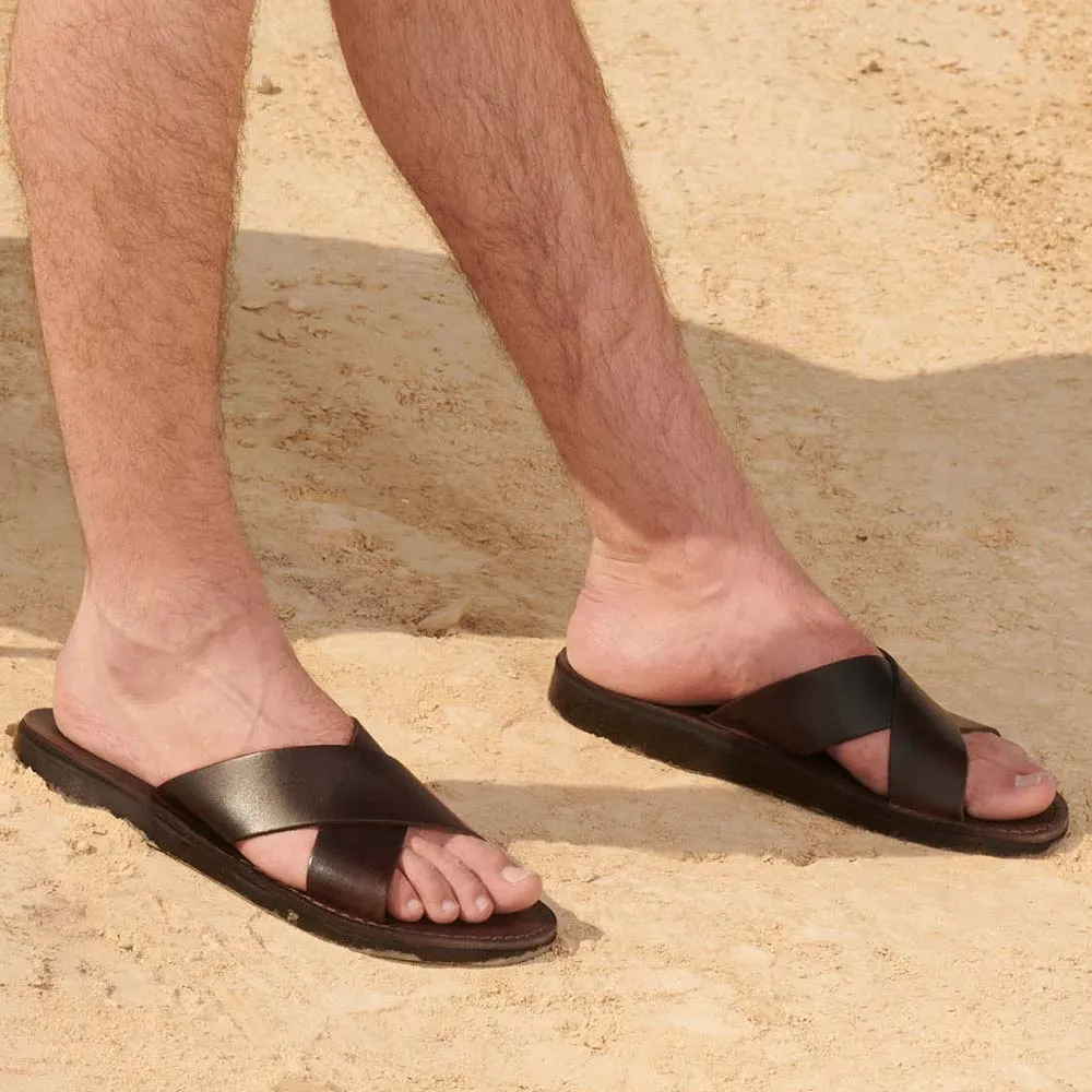 Elan - Leather Slide On Sandal | Brown