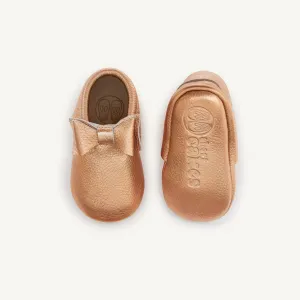 elsa rose gold baby moccasins