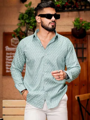 Green Satin Print Premium Shirt