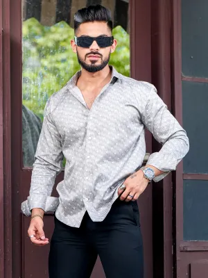 Grey Satin Print Premium Shirt