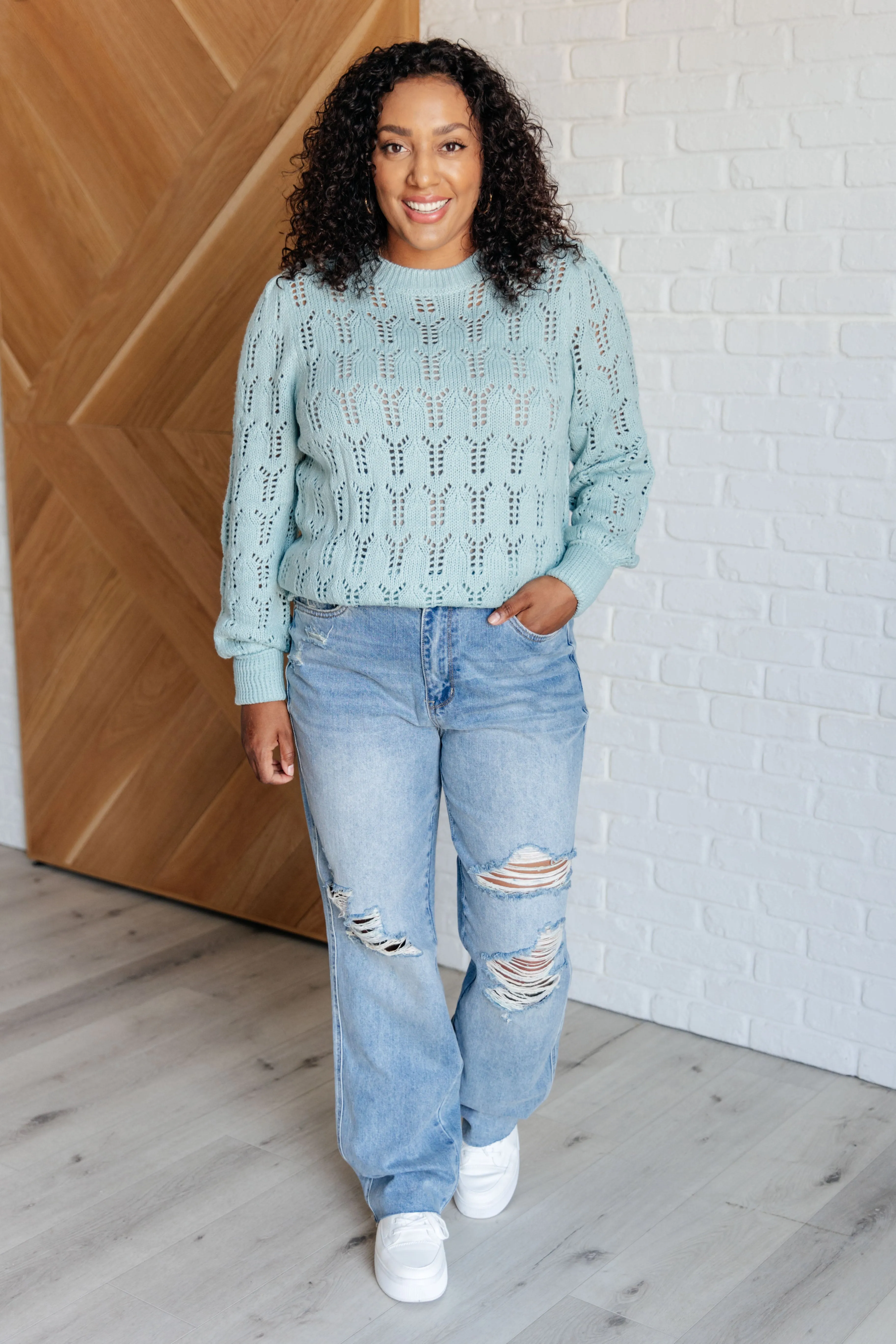 Hole In One Sheer Pointelle Knit Sweater - 8/6/2024