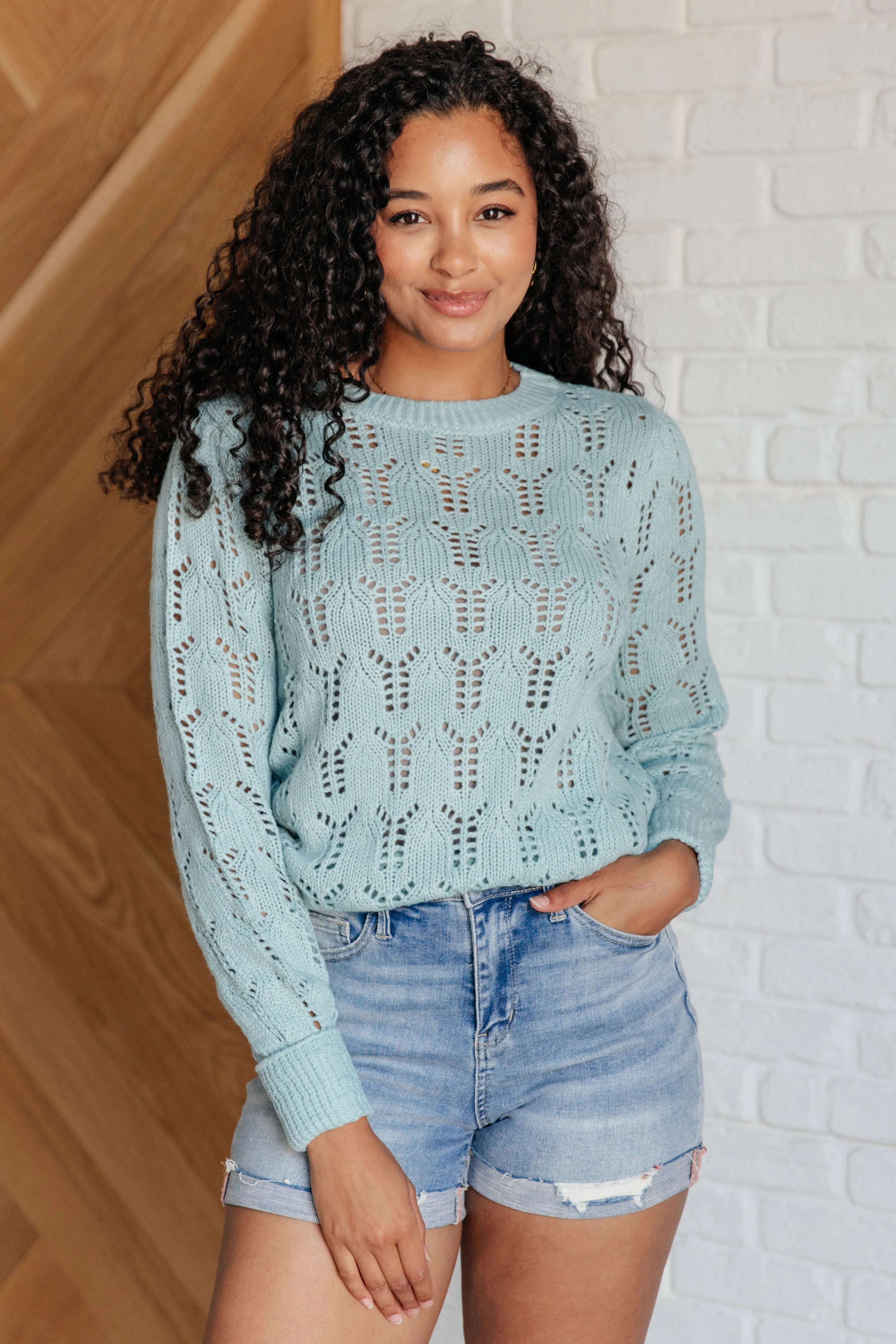 Hole In One Sheer Pointelle Knit Sweater - 8/6/2024