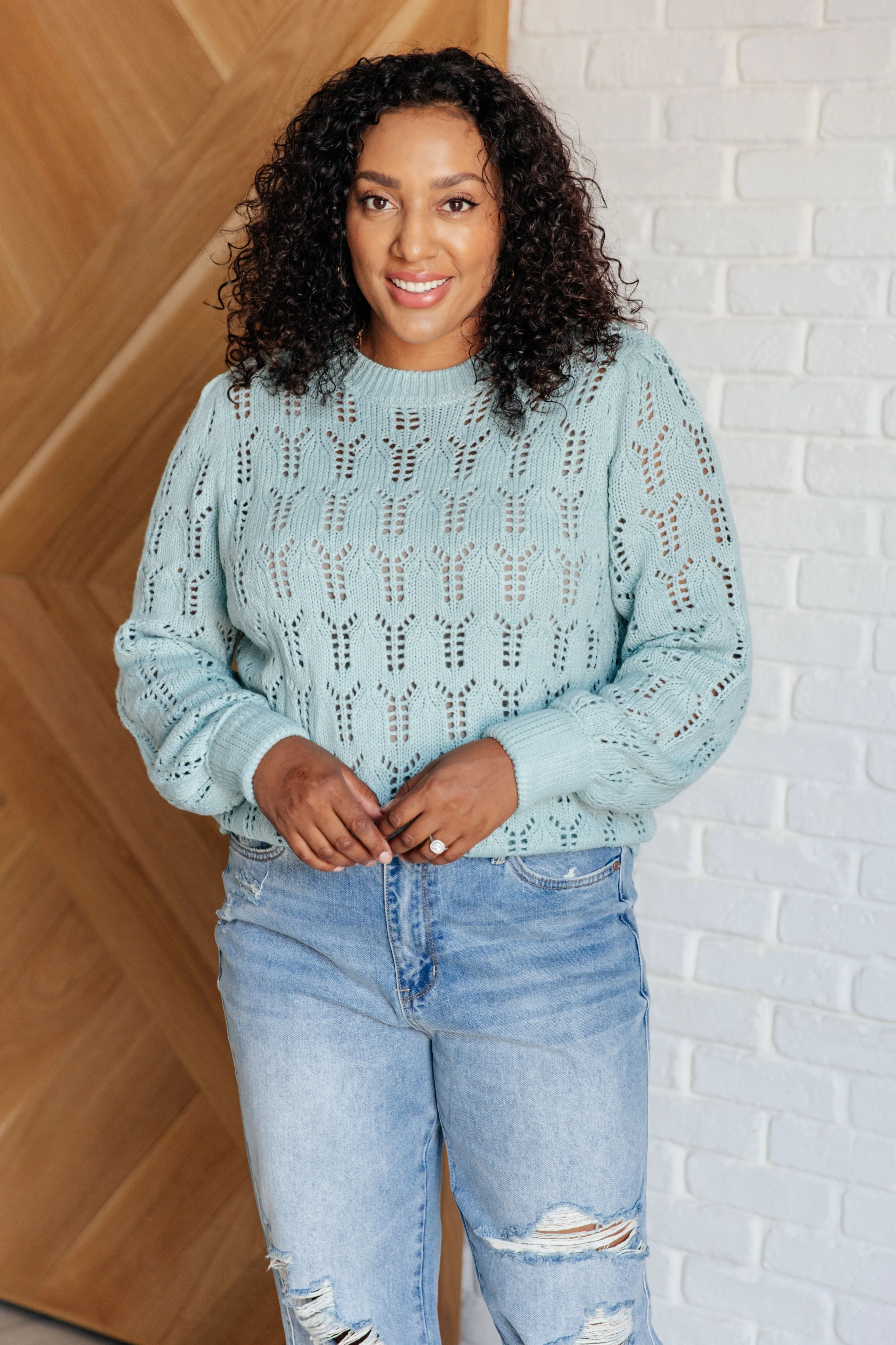 Hole In One Sheer Pointelle Knit Sweater - One Eleven North