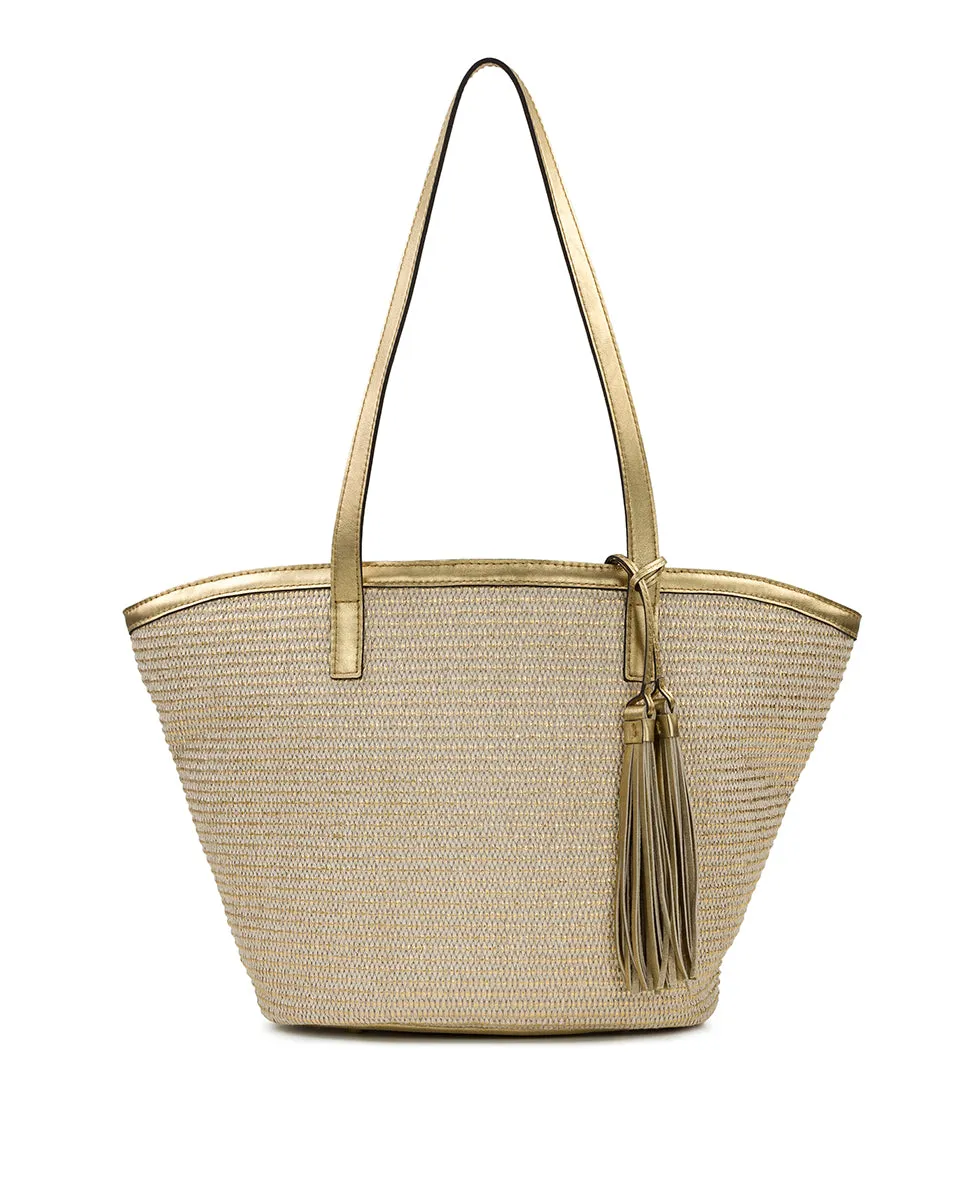 Marconia Tote - Distressed Metallic Raffia