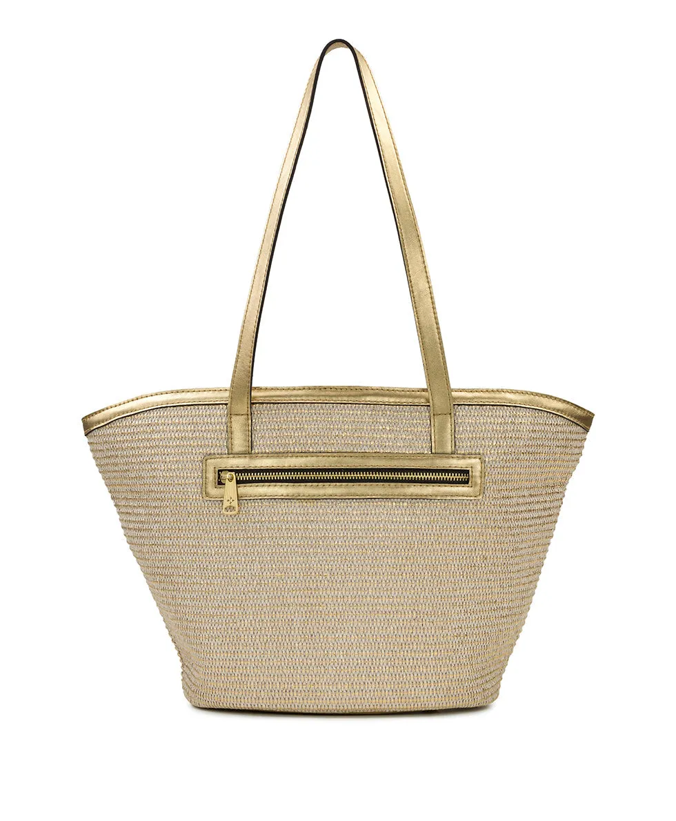 Marconia Tote - Distressed Metallic Raffia