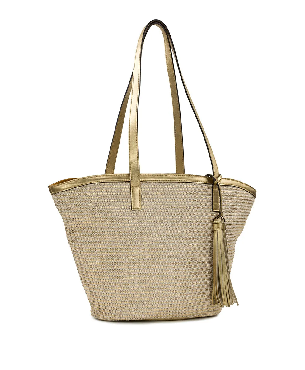 Marconia Tote - Distressed Metallic Raffia