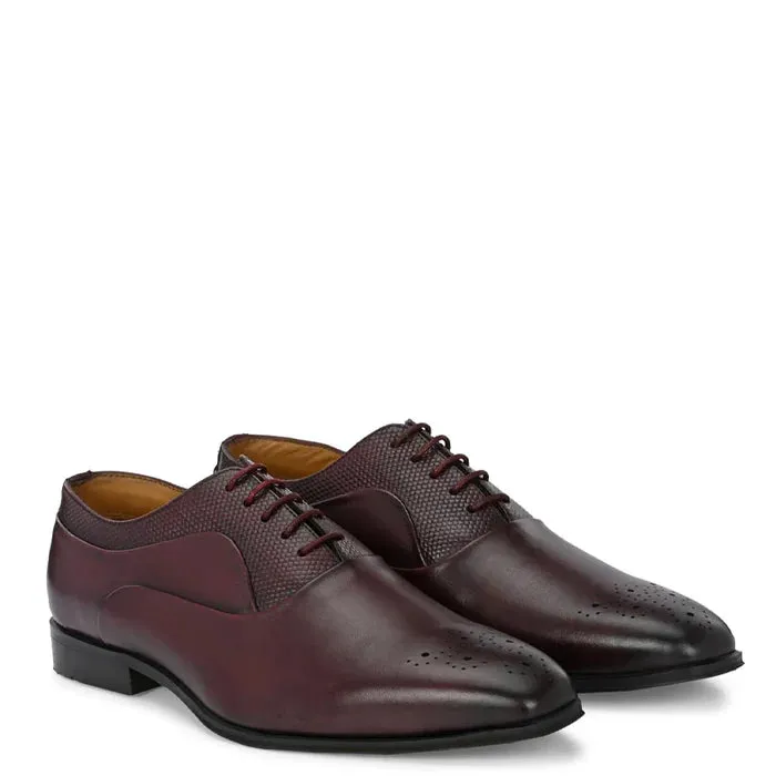 Men Textured Leather Formal Oxford Shoes