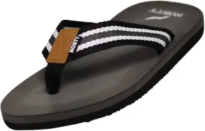 Norty Mens Flip Flop Sandal Black Grey   11107