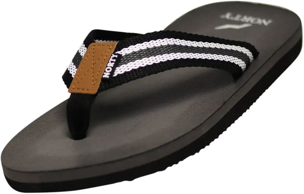 Norty Mens Flip Flop Sandal Black Grey   11107
