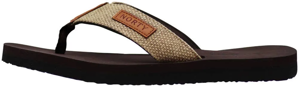 Norty Mens Flip Flop Sandal Brown Tan   11060
