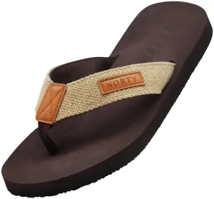 Norty Mens Flip Flop Sandal Brown Tan   11060