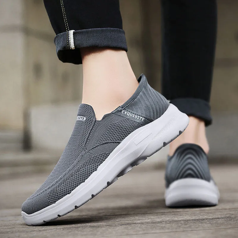 Plus Size Slip-on Lofter Loafers Men's Fly Woven Mesh Breathable Casual Shoes