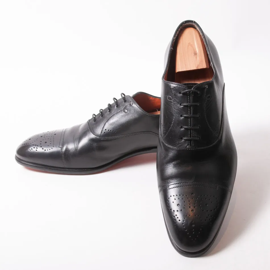 Santoni HandMade Black Cap Toe Oxfords
