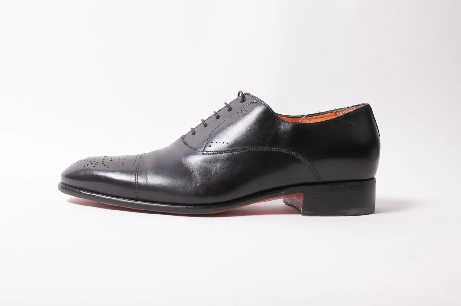 Santoni HandMade Black Cap Toe Oxfords