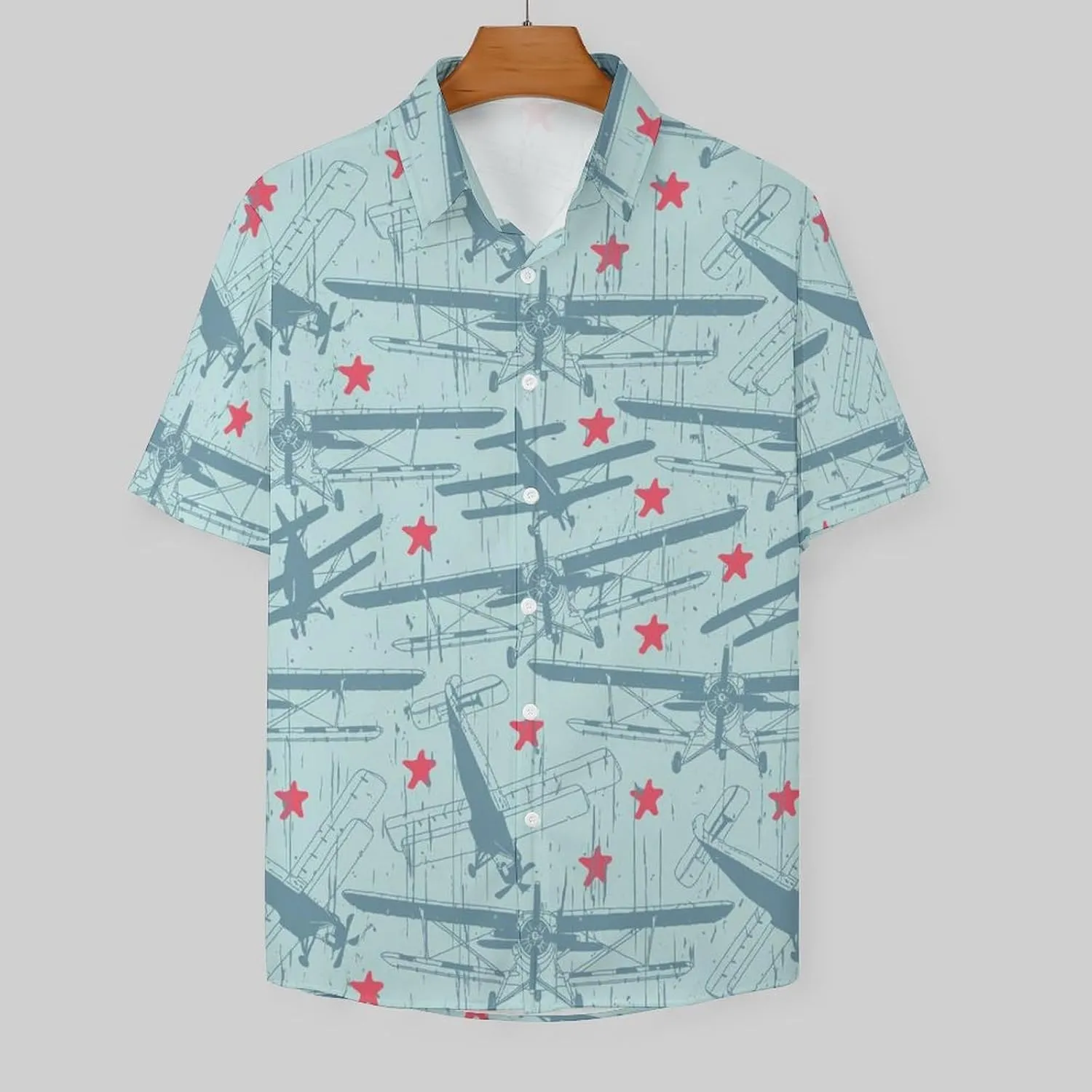 Shark Pattern Aloha Hawaiian Shirt Men Short Sleeve Casual Tropical Beach Shirt Quick Dry,