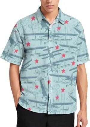 Shark Pattern Aloha Hawaiian Shirt Men Short Sleeve Casual Tropical Beach Shirt Quick Dry,