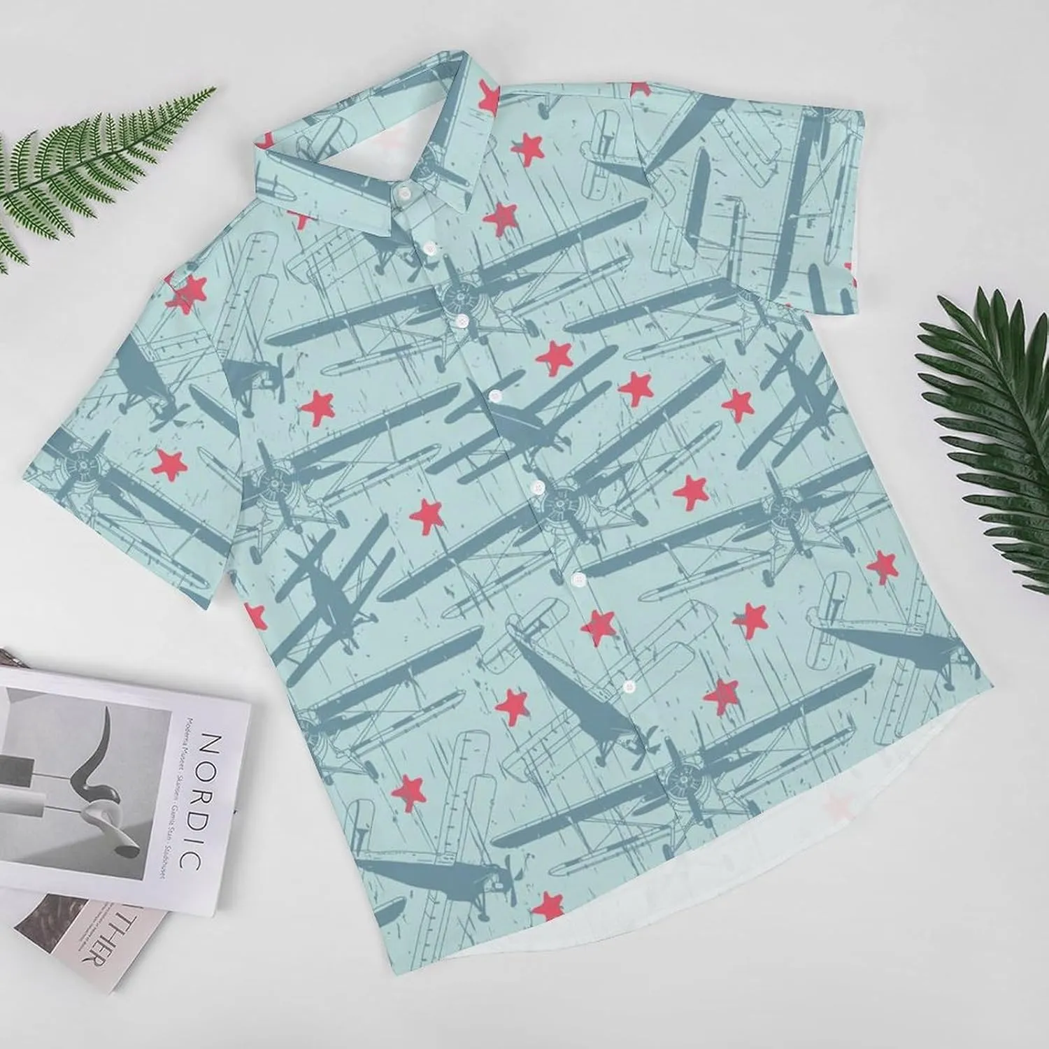 Shark Pattern Aloha Hawaiian Shirt Men Short Sleeve Casual Tropical Beach Shirt Quick Dry,