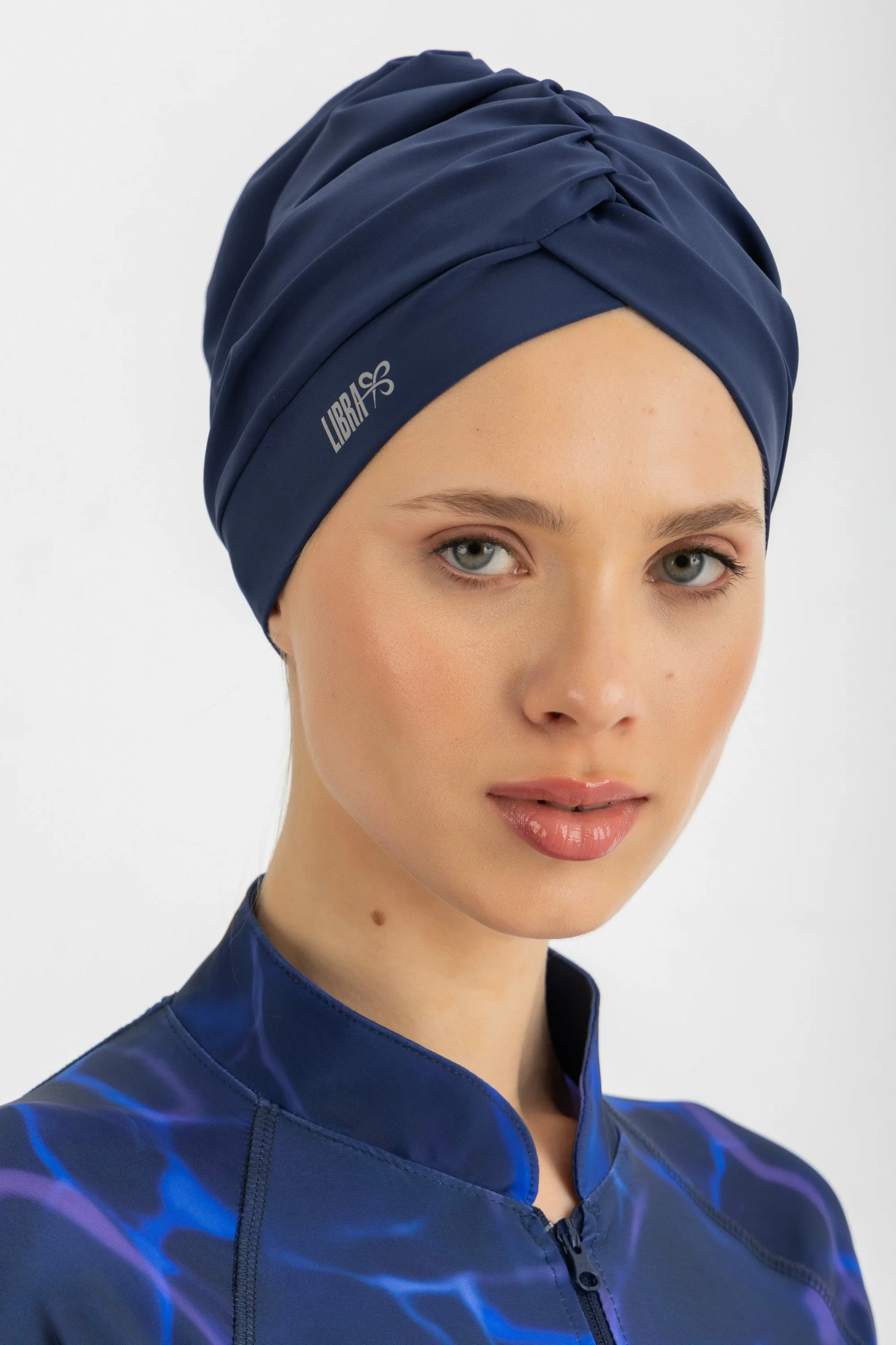 Sleek Swim Turban - Midnight Blue