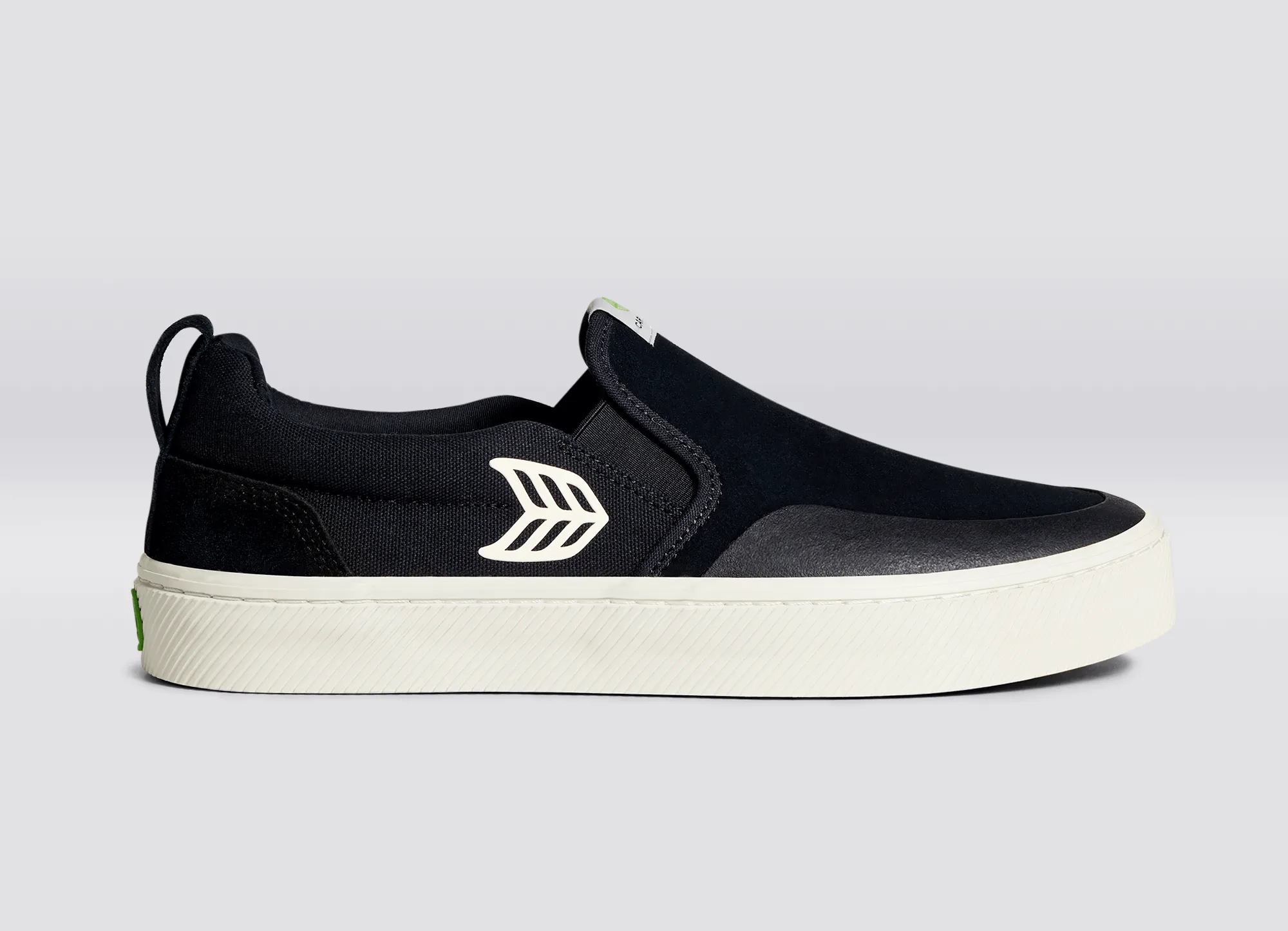 SLIP ON Skate PRO Black Suede and Canvas Ivory Logo Sneaker Women
