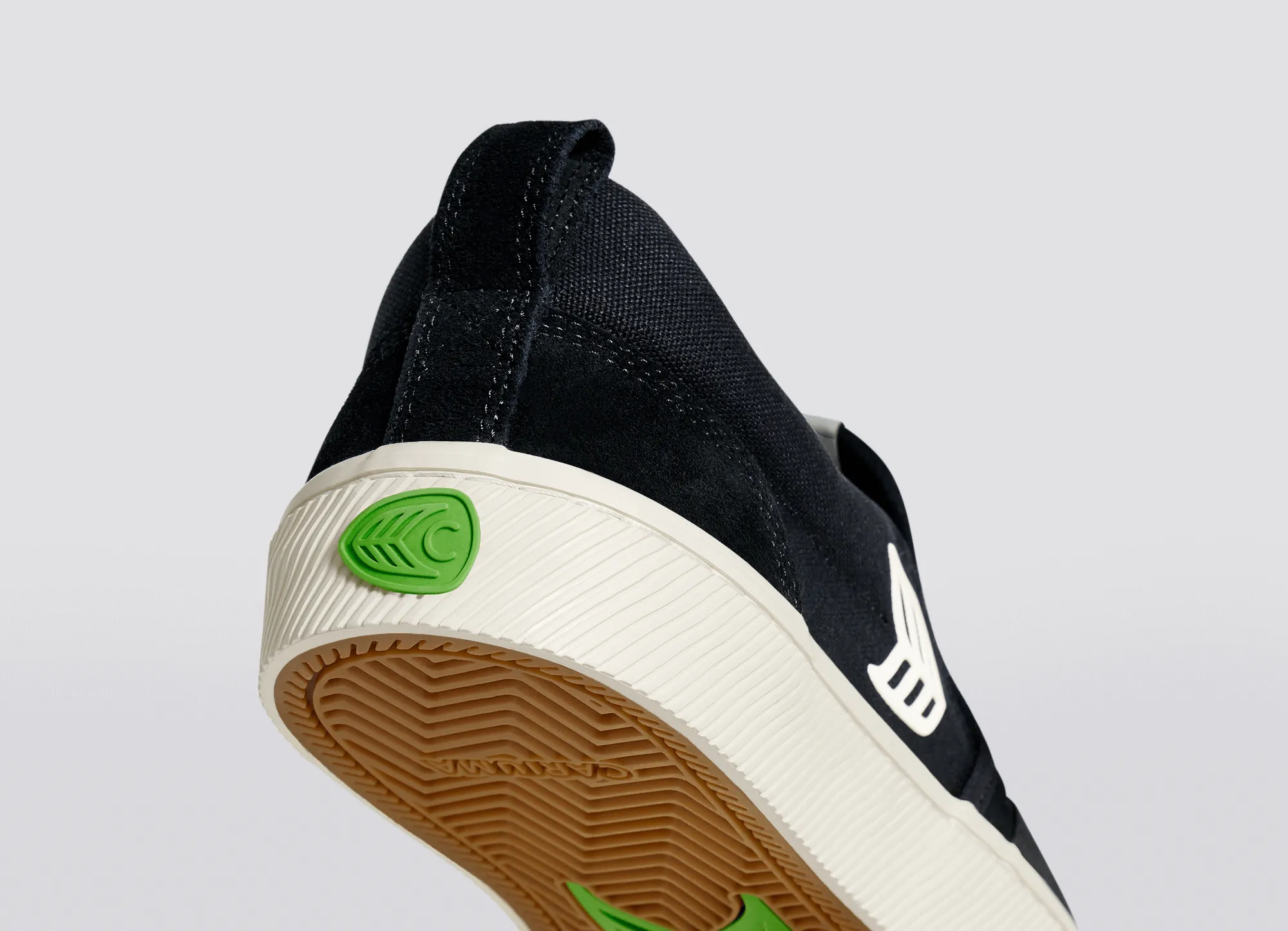 SLIP ON Skate PRO Black Suede and Canvas Ivory Logo Sneaker Women