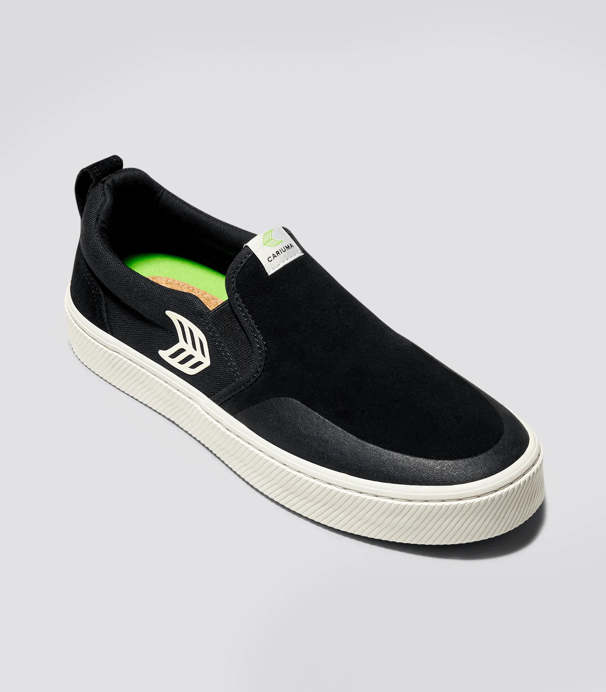 SLIP ON Skate PRO Black Suede and Canvas Ivory Logo Sneaker Women