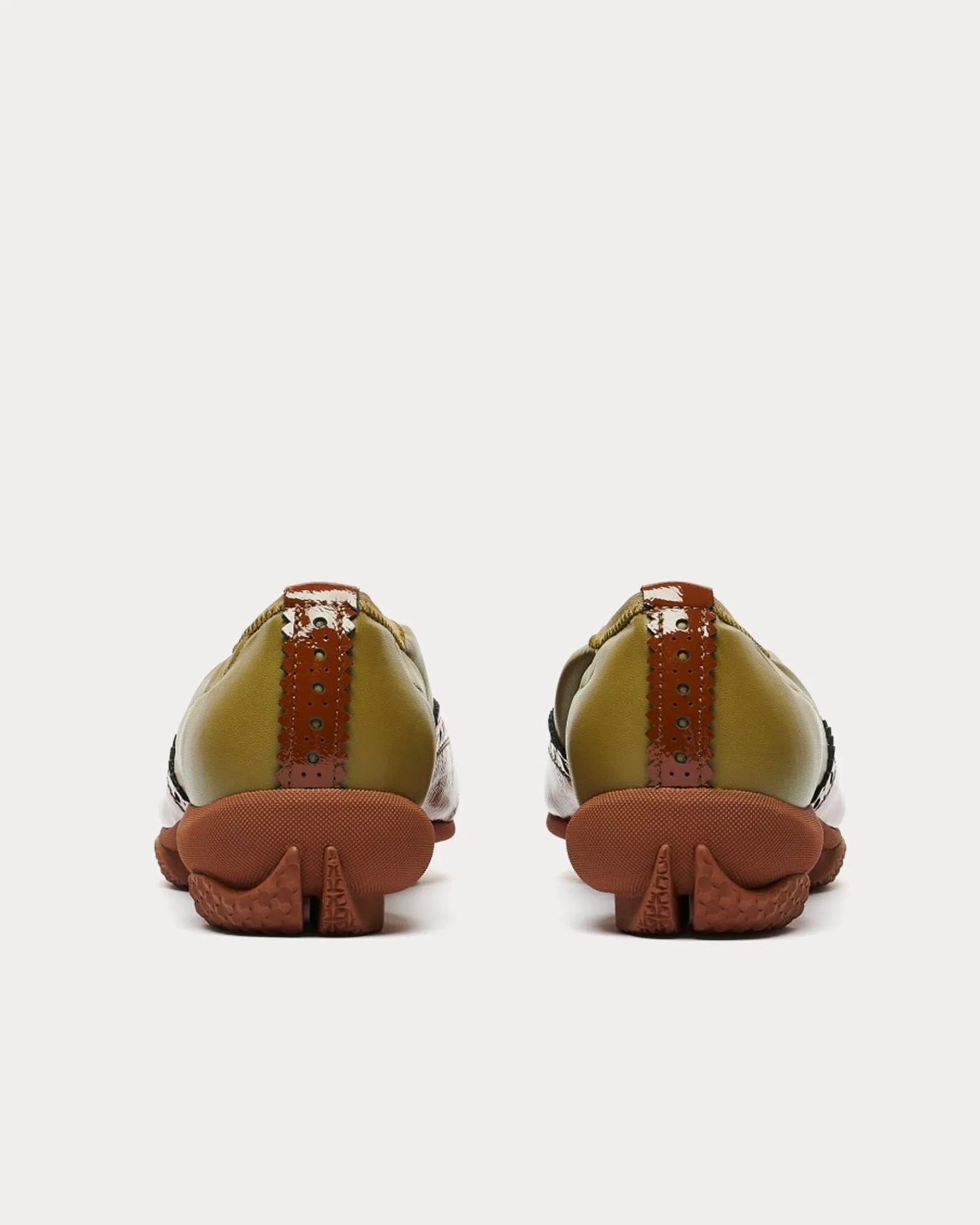 Sonia Brogues Olive Green / Tan Slip Ons