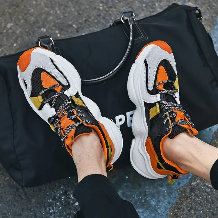 Wave Sole Style Lace  Suede Men Sneakers