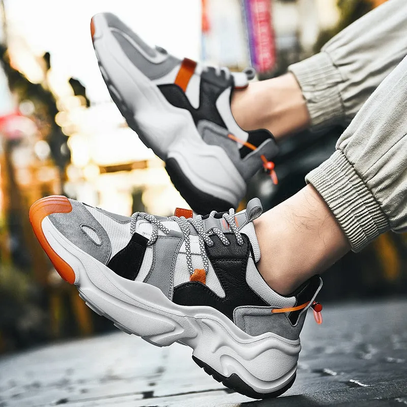 Wave Sole Style Lace  Suede Men Sneakers